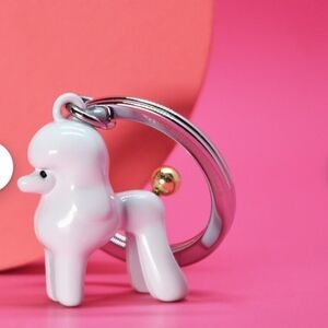 Cute Poodle Keychain with Silver Ring